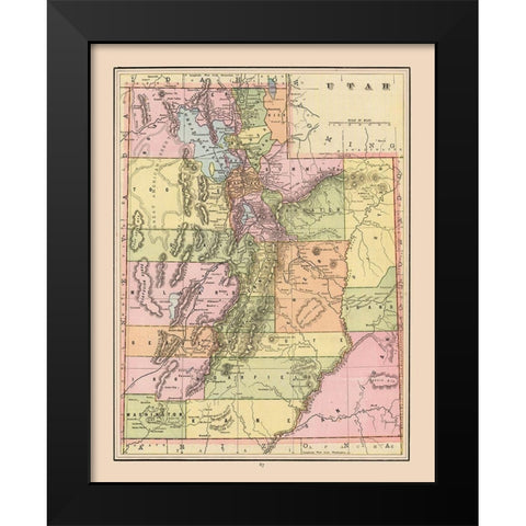 Utah - Cram 1892 Black Modern Wood Framed Art Print by Cram