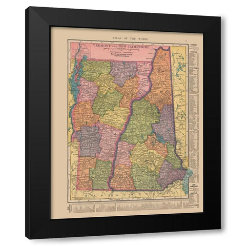 Vermont, New Hampshire - Hammond 1910 Black Modern Wood Framed Art Print by Hammond