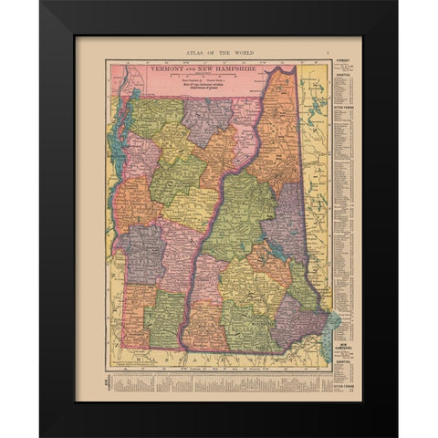 Vermont, New Hampshire - Hammond 1910 Black Modern Wood Framed Art Print by Hammond