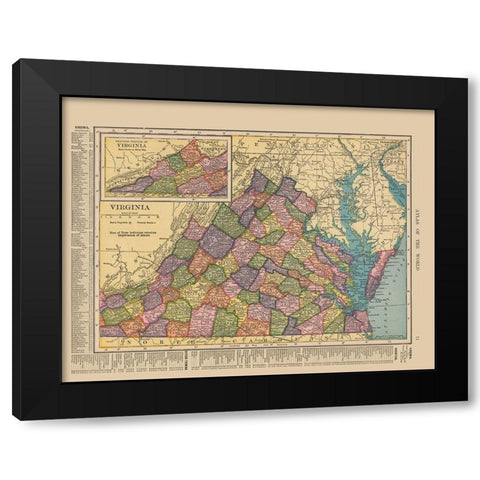 Virginia - Hammond 1910 Black Modern Wood Framed Art Print by Hammond