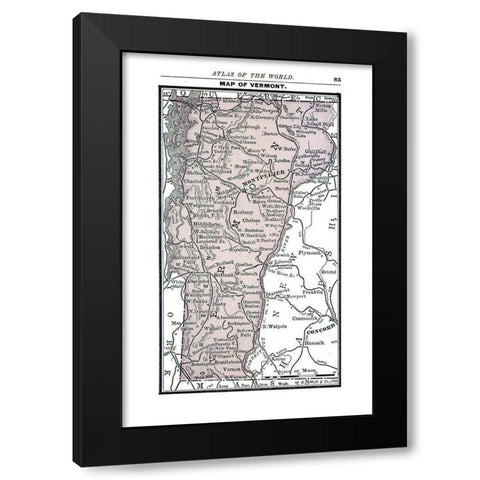 Vermont - Alden 1886 Black Modern Wood Framed Art Print with Double Matting by Alden