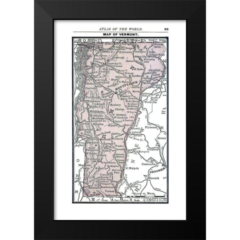 Vermont - Alden 1886 Black Modern Wood Framed Art Print by Alden
