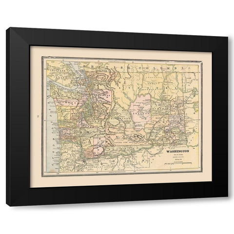 Washington, United States - Cram 1888 Black Modern Wood Framed Art Print with Double Matting by Cram