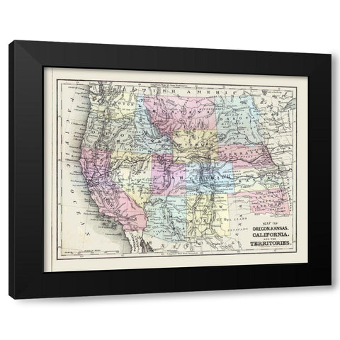 Western United States - Mitchell 1877 Black Modern Wood Framed Art Print with Double Matting by Mitchell