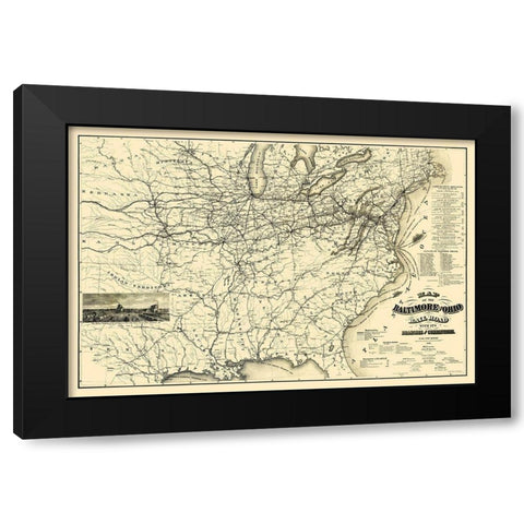 Baltimore and Ohio Railroad - Balto 1878 Black Modern Wood Framed Art Print by Balto