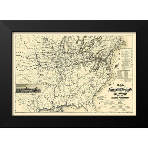 Baltimore and Ohio Railroad - Balto 1878 Black Modern Wood Framed Art Print by Balto