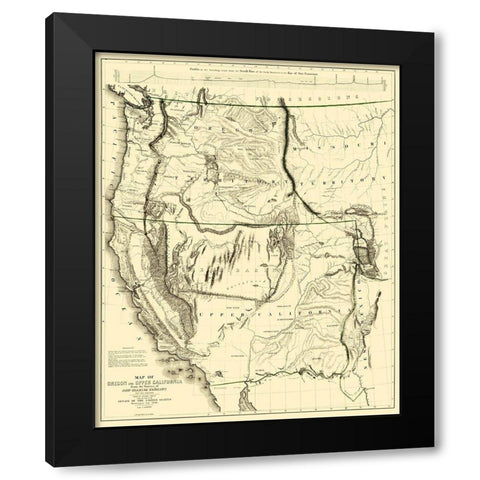 Oregon, Upper California - Weber 1848 Black Modern Wood Framed Art Print by Weber