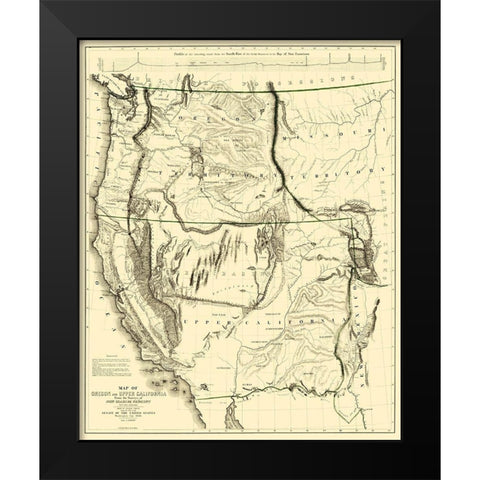 Oregon, Upper California - Weber 1848 Black Modern Wood Framed Art Print by Weber