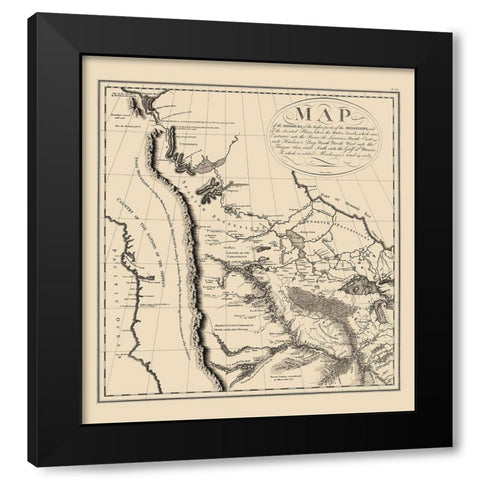 Western North America - Collot 1796 Black Modern Wood Framed Art Print with Double Matting by Collot