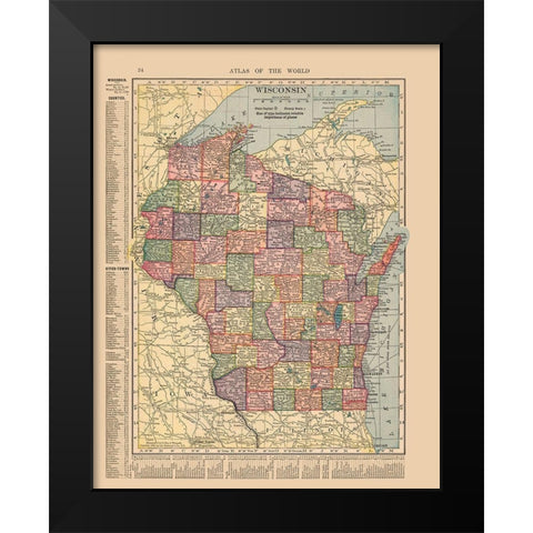 Wisconsin - Hammond 1910 Black Modern Wood Framed Art Print by Hammond