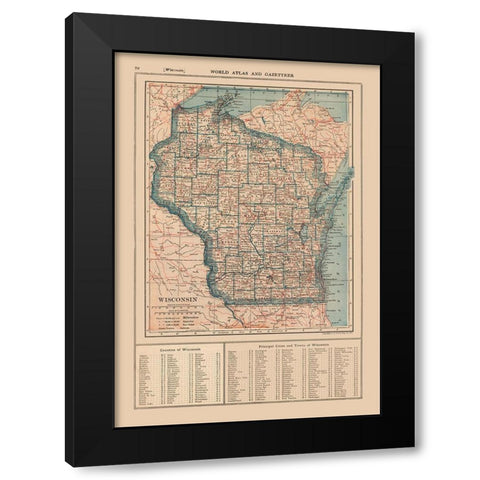 Wisconsin - Poates 1921 Black Modern Wood Framed Art Print by Poates