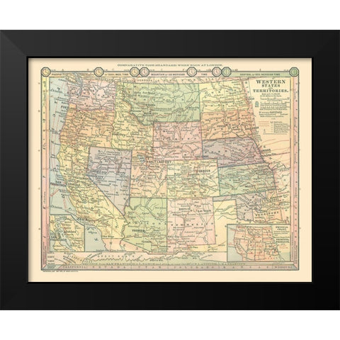 Western States - Monteith 1882 Black Modern Wood Framed Art Print by Monteith