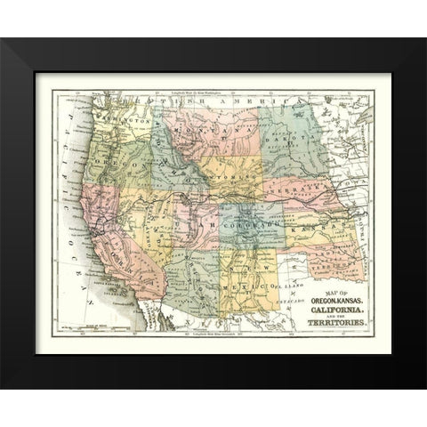 West United States - Mitchell 1869 Black Modern Wood Framed Art Print by Mitchell