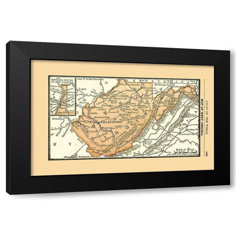 West Virginia - Alden 1886 Black Modern Wood Framed Art Print with Double Matting by Alden