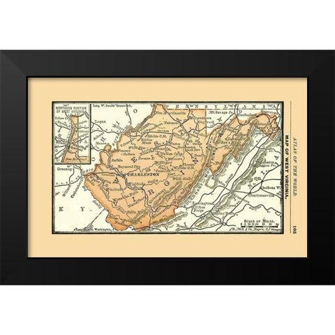 West Virginia - Alden 1886 Black Modern Wood Framed Art Print by Alden