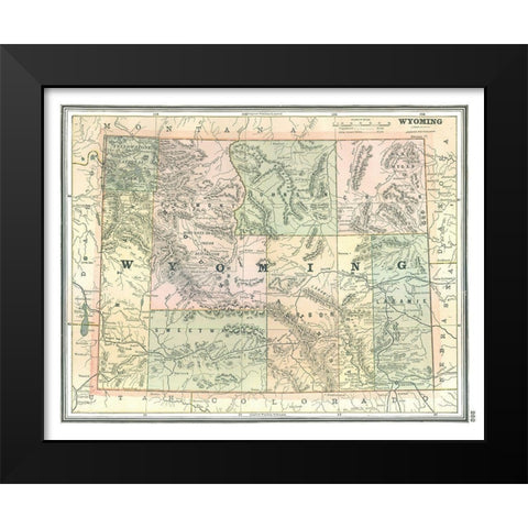 Wyoming - Johnson 1888 Black Modern Wood Framed Art Print by Johnson