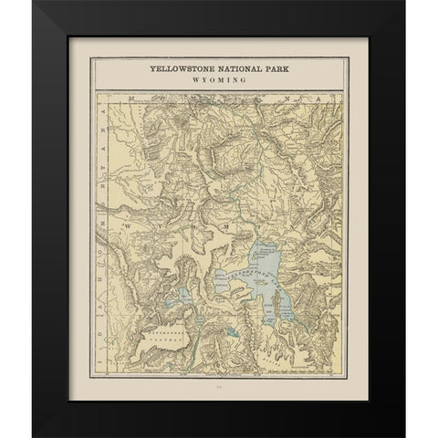 Yellowstone Park - Cram 1892 Black Modern Wood Framed Art Print by Cram
