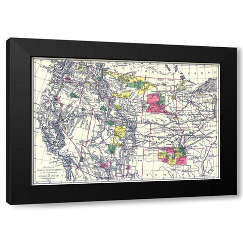 Indian Reservations In the United States - 1898 Black Modern Wood Framed Art Print with Double Matting by Bien