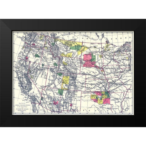 Indian Reservations In the United States - 1898 Black Modern Wood Framed Art Print by Bien
