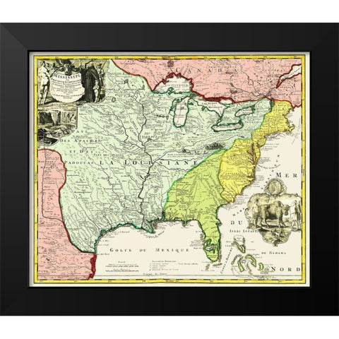 Mississippi, Louisiana - Hennepin 1687 Black Modern Wood Framed Art Print by Hennepin