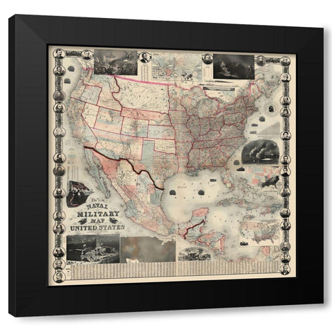 Naval Military of United States - Smith 1862 Black Modern Wood Framed Art Print with Double Matting by Smith
