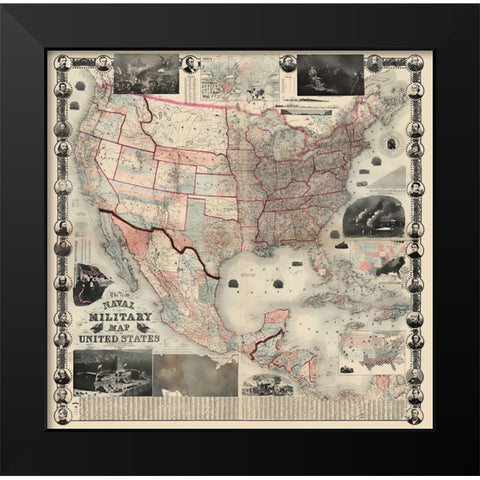 Naval Military of United States - Smith 1862 Black Modern Wood Framed Art Print by Smith