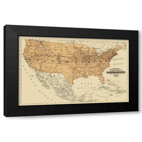 United States Mexico Canada - Andreas 1873 Black Modern Wood Framed Art Print with Double Matting by Andreas