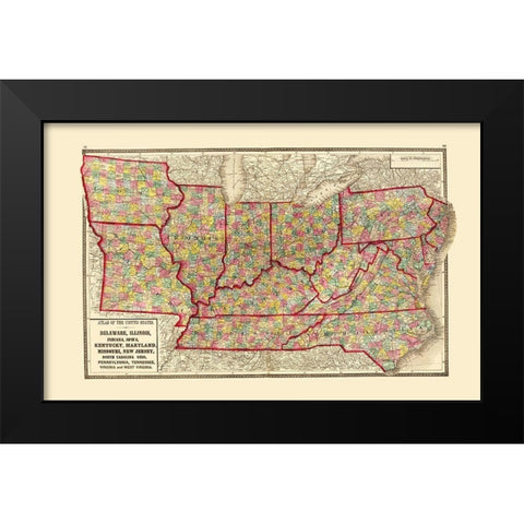US - Iowa and Missouri - Pennsylvania and Carolina Black Modern Wood Framed Art Print by Baltimore