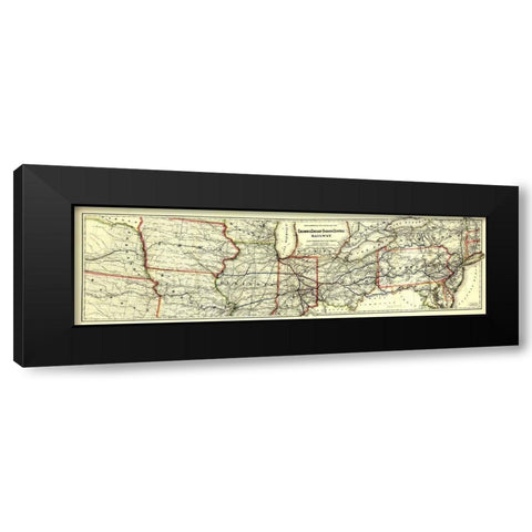 Columbus, Chicago and Indiana Central Railway 1868 Black Modern Wood Framed Art Print with Double Matting by Colton