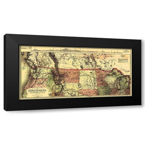 Northern Pacific, Lake Superior to Pacific 1868 Black Modern Wood Framed Art Print with Double Matting by Colton