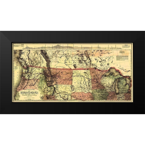 Northern Pacific, Lake Superior to Pacific 1868 Black Modern Wood Framed Art Print by Colton