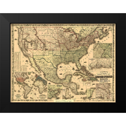 Railroads and Military, US, Mexico, West Indies Black Modern Wood Framed Art Print by Colton