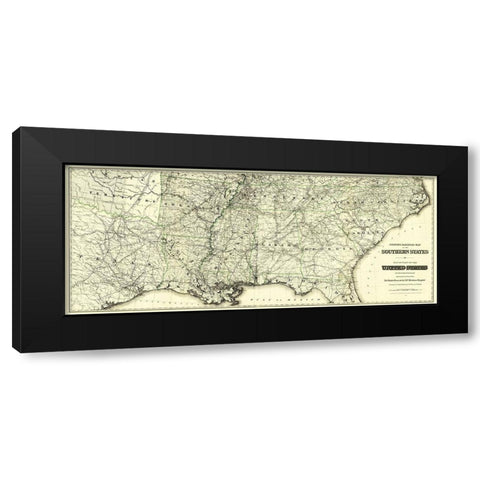 United States Southern Railroads - Colton 1883 Black Modern Wood Framed Art Print by Colton