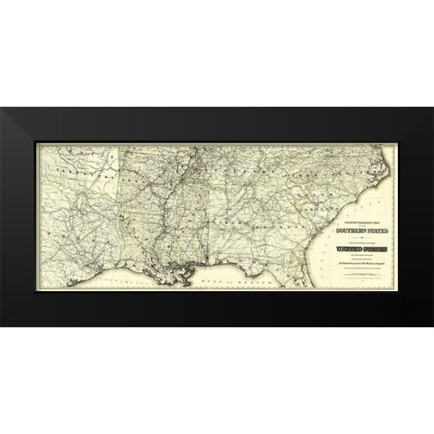 United States Southern Railroads - Colton 1883 Black Modern Wood Framed Art Print by Colton