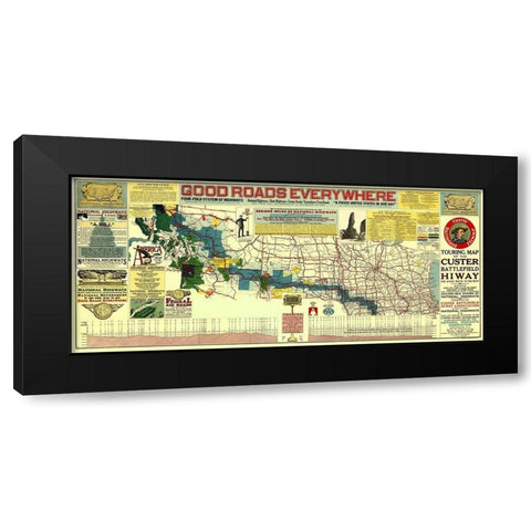 Custer Battlefield Highway - Mulford 1925 Black Modern Wood Framed Art Print with Double Matting by Mulford