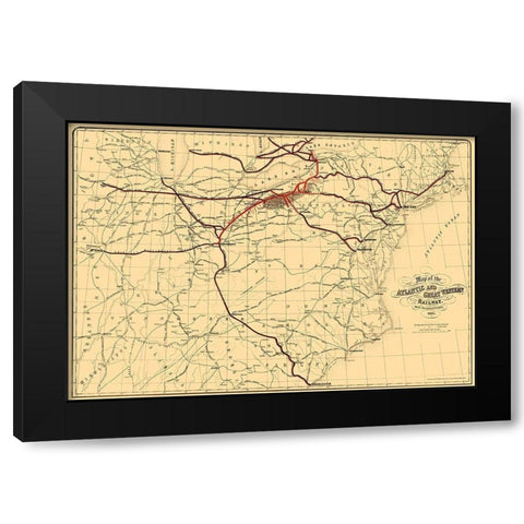 Atlantic and Great Western Railway - Bihan 1866 Black Modern Wood Framed Art Print by Bihan