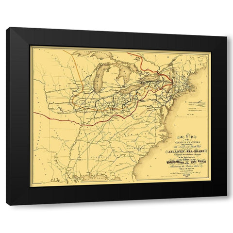 Atlantic Seaboard Trade Routes - Alpine 1853 Black Modern Wood Framed Art Print with Double Matting by Alpine