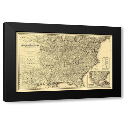 Atlantic, Mississippi and Ohio Railroad 1867 Black Modern Wood Framed Art Print with Double Matting by Colton