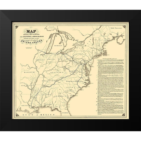 Baltimore and Ohio Railroad with Connections 1840 Black Modern Wood Framed Art Print by Weber