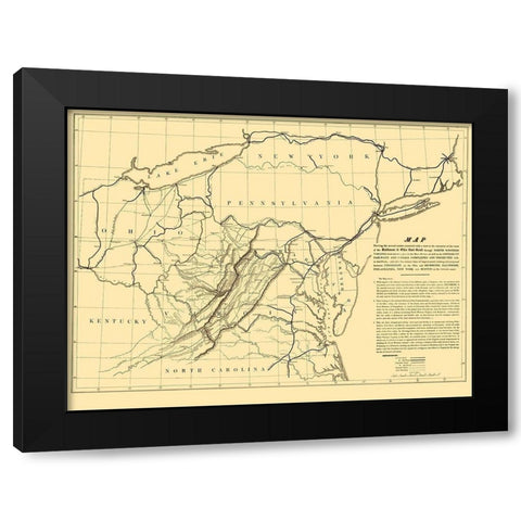 Baltimore and Ohio Railroad - Colton 1840 Black Modern Wood Framed Art Print by Colton