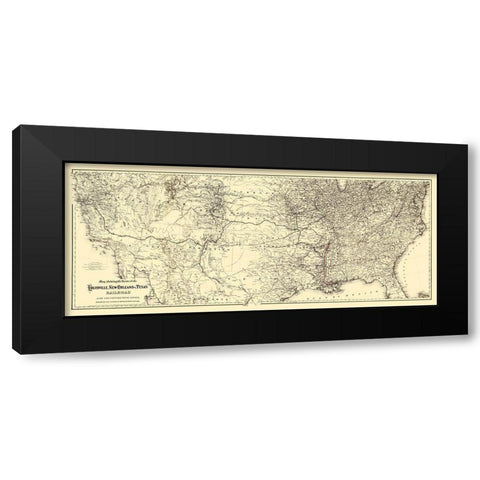 Louisville, New Orleans and Texas Railroad 1883 Black Modern Wood Framed Art Print with Double Matting by Colton