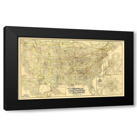 Nashville, Chattanooga and St Louis Railway 1889 Black Modern Wood Framed Art Print with Double Matting by Danley