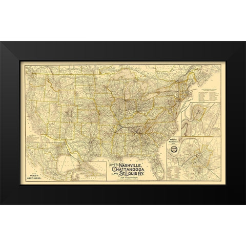 Nashville, Chattanooga and St Louis Railway 1889 Black Modern Wood Framed Art Print by Danley