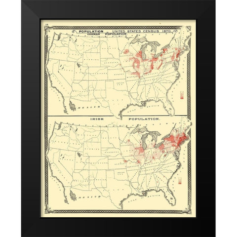 US Immigrant Distribution - Baskin 1876 Black Modern Wood Framed Art Print by Baskin