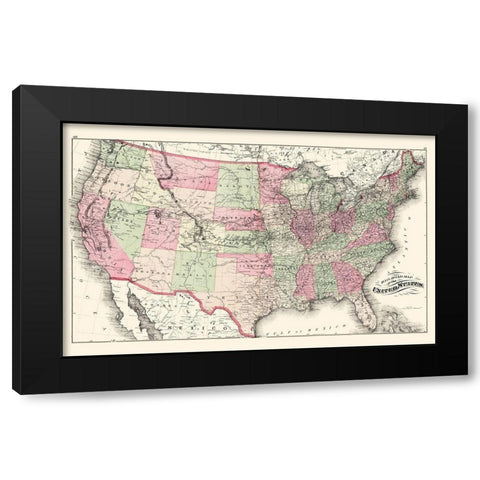 United States Railroads - Hitchcock 1877 Black Modern Wood Framed Art Print by Hitchcock