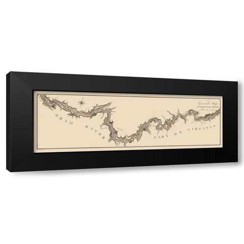 Ohio River - Collot 1796 Black Modern Wood Framed Art Print by Collot