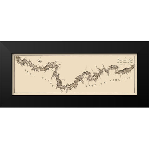 Ohio River - Collot 1796 Black Modern Wood Framed Art Print by Collot