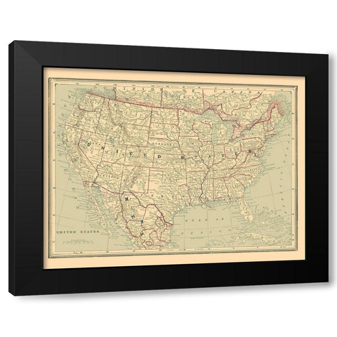 United States - Cram 1889 Black Modern Wood Framed Art Print by Cram