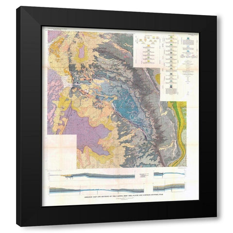 Captiol Reef Wayne Garfield Counties Utah Black Modern Wood Framed Art Print with Double Matting by USGS
