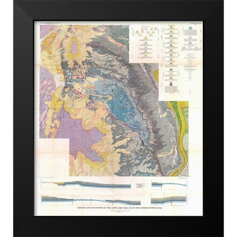 Captiol Reef Wayne Garfield Counties Utah Black Modern Wood Framed Art Print by USGS